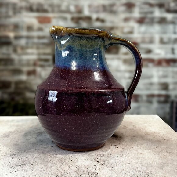 Studio Other - Old Studio Pottery Pitcher Glazed Large Artisan Handmade Wheel Thrown Art